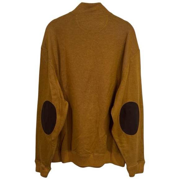 NWOT Daniel Cremieux Mustard and Brown Elbow Patch Quarter Zip Sweater Men's XL - Picture 5 of 11
